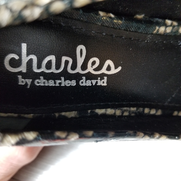 Charles David Snakeskin Print Block-Heel Pumps - Picture 7 of 8